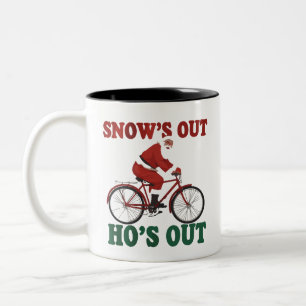 Funny Santa Christmas Santa's Out Ho's Out  Two-Tone Coffee Mug