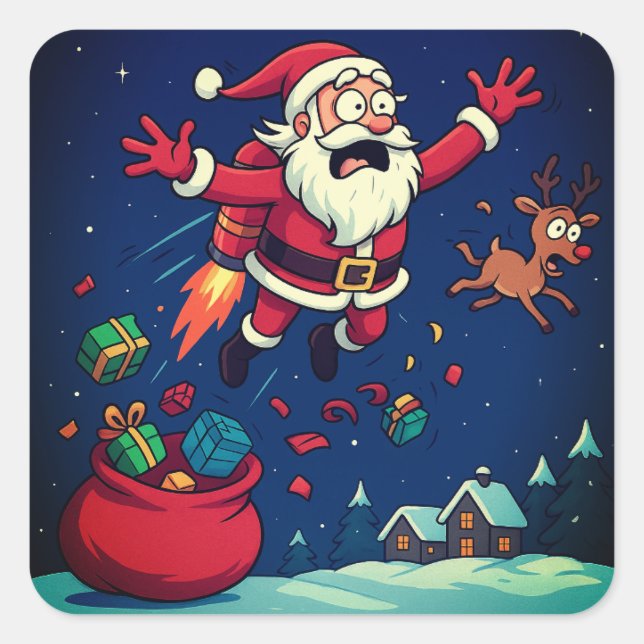 Funny Santa Christmas Sticker (Front)