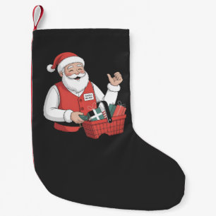 Funny Santa Christmas Store Cashier Worker   Small Christmas Stocking