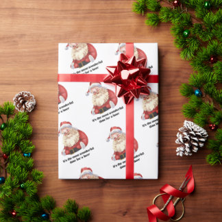 Funny Santa Christmas Wonderful Time for a Beer  Wrapping Paper