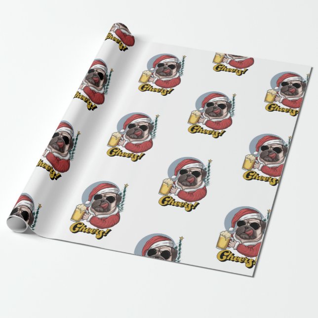 Funny Santa Christmas Wrapping Paper (Unrolled)