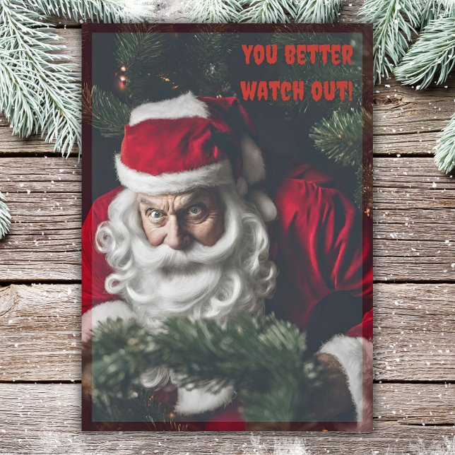 Funny Santa Christmas You Better Watch Out  Holiday Card (Creator Uploaded)