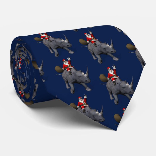 Funny Santa Claus A Rhinoceros Tie (Rolled)