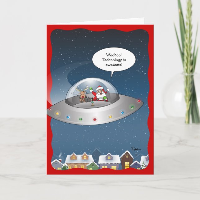 Funny Santa Claus Alien Christmas Holiday Card (Front)