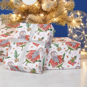 Funny Santa Claus and Christmas Trees Wrapping Paper