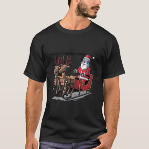 Funny Santa Claus and Reindeer Sleigh Robot Christ T-Shirt