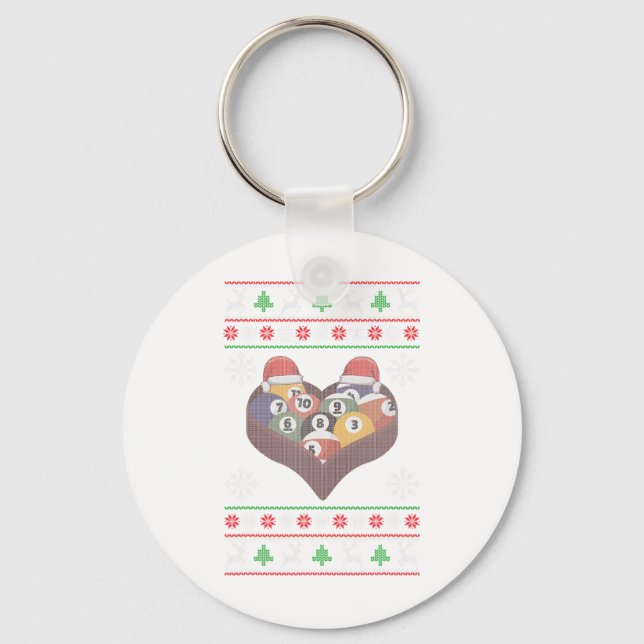 Funny Santa Claus Ball Pool Player Ugly Christmas  Key Ring (Front)