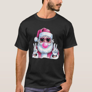 Funny Santa Claus Bubble Gum Peace Sign Hand Chris T-Shirt