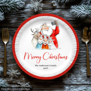 Funny Santa Claus Chic Holiday Dinner Party Plates