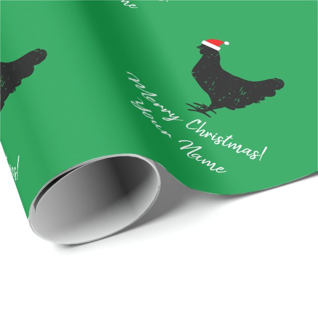 Funny Santa Claus chicken custom Christmas  Wrapping Paper (Roll Corner)