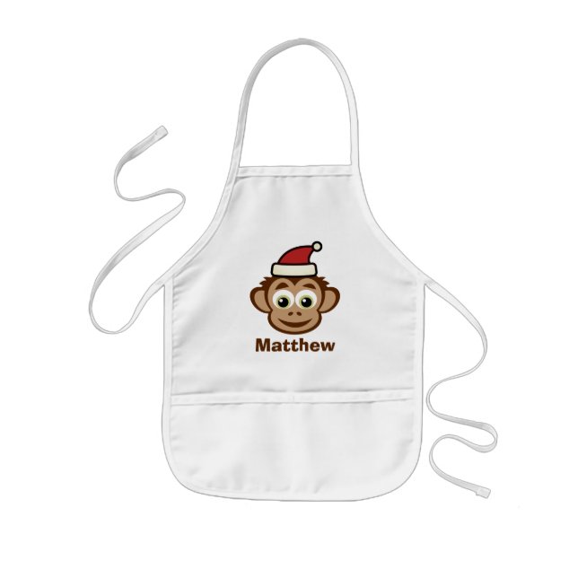 Funny Santa Claus chimp Christmas monkey custom  Kids Apron (Front)