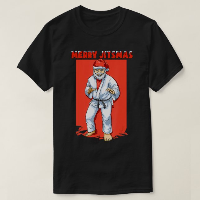 Funny Santa Claus Christmas Brazilian Jiu Jitsu  T-Shirt (Design Front)