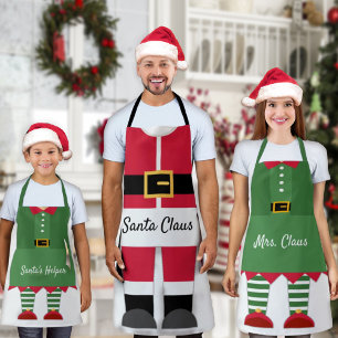 Funny Santa Claus Christmas Green and Red Custom Apron