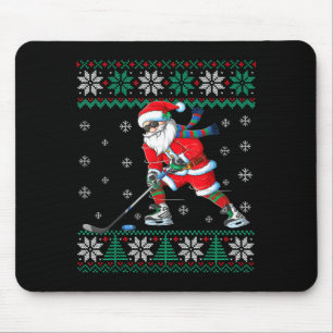 Funny Santa Claus Christmas Ice Hockey Ugly Sweate Mouse Mat