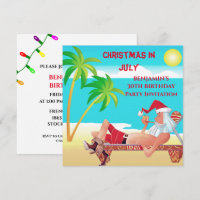 Funny Santa Claus Christmas In July Birthday Party