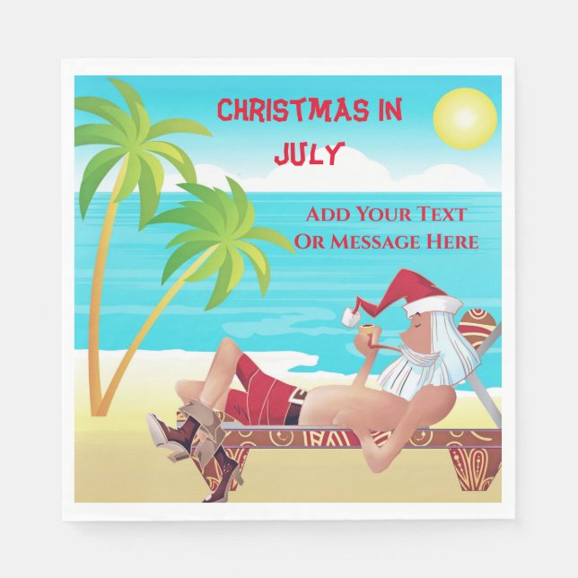 Funny Santa Claus Christmas In July Summer Party  Napkin (Front)
