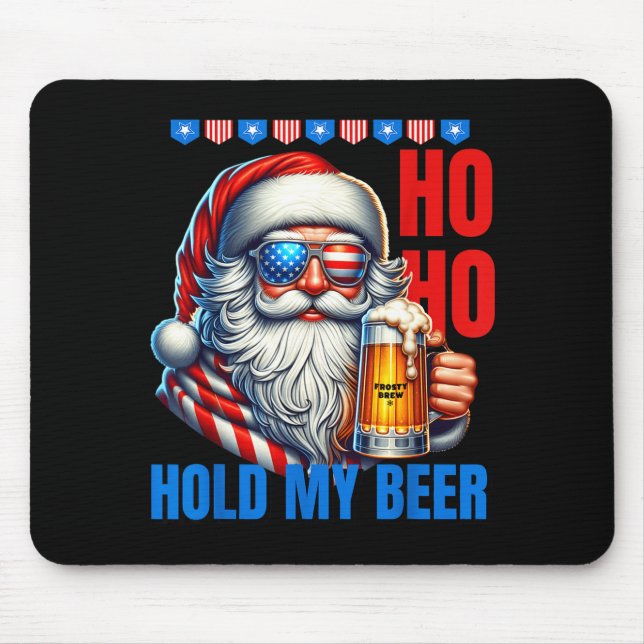 Funny Santa Claus Christmas July 4th Patriotic Hol Mouse Mat (Front)