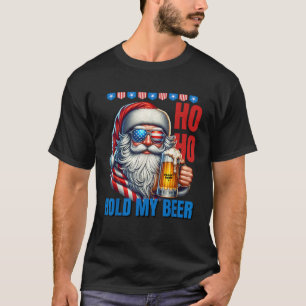 Funny Santa Claus Christmas July 4th Patriotic Hol T-Shirt