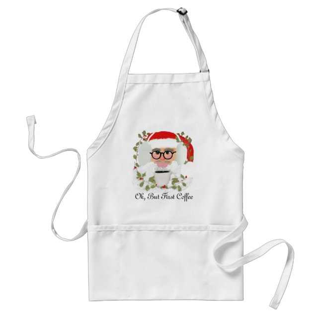 Funny Santa Claus Coffee First Christmas Standard Apron (Front)