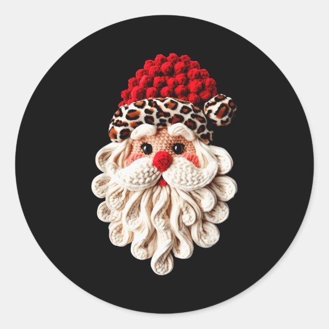 Funny Santa Claus Crochet Pajamas Holiday Xmas Chr Classic Round Sticker (Front)
