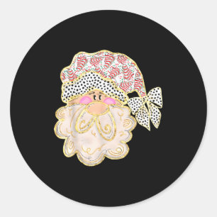 Funny Santa Claus Crochet Xmas Pajamas Holiday Chr Classic Round Sticker