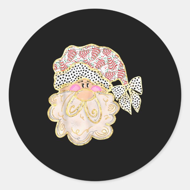 Funny Santa Claus Crochet Xmas Pajamas Holiday Chr Classic Round Sticker (Front)