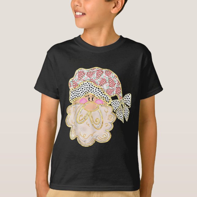 Funny Santa Claus Crochet Xmas Pajamas Holiday Chr T-Shirt (Front)