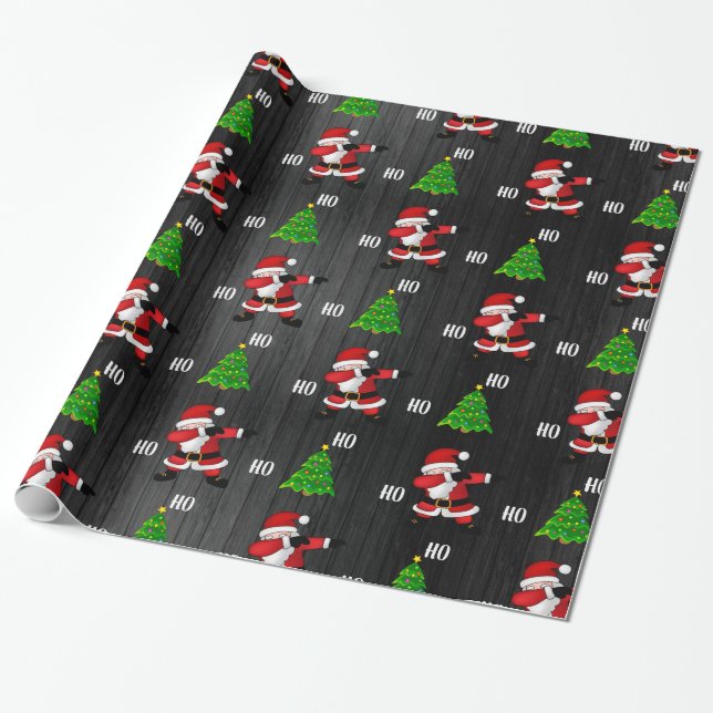 Funny Santa Claus Dabbing Wrapping Paper (Unrolled)