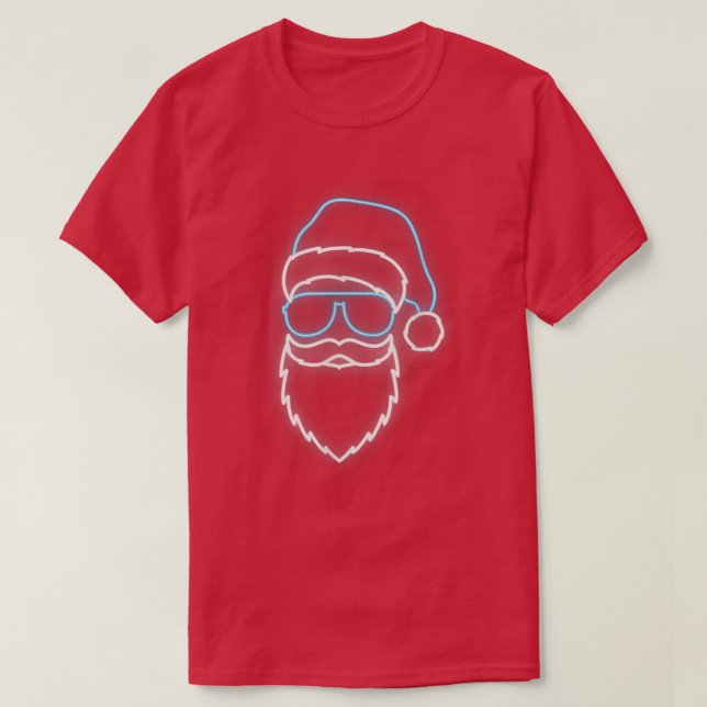Funny Santa Claus Face Christmas Light Xmas Party  T-Shirt (Design Front)