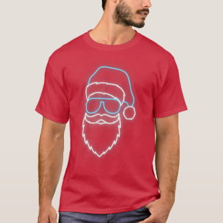 Funny Santa Claus Face Christmas Light Xmas Party  T-Shirt