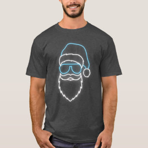 Funny Santa Claus Face Christmas Light Xmas Party T-Shirt