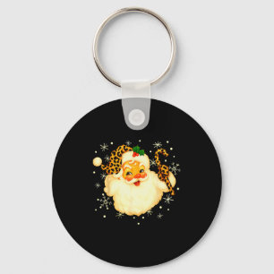 Funny Santa Claus Face Christmas Xmas Leopard Sant Key Ring