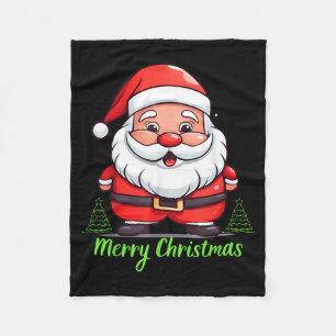 Funny Santa Claus Face Merry Christmas Vintage Gif Fleece Blanket