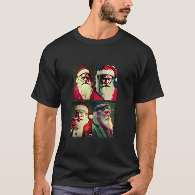 Funny Santa Claus Face Pictures Christmas Meme Xma T-Shirt (Front)