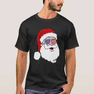 Funny Santa Claus Face Sunglasses Christmas Hat wi T-Shirt