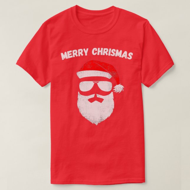 Funny Santa Claus Face Sunglasses With 4 T-Shirt (Design Front)