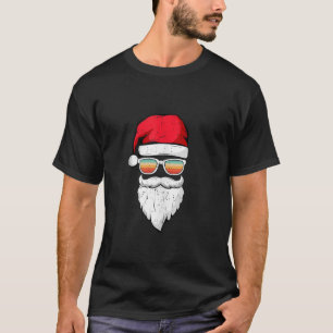 Funny Santa Claus Face Sunglasses with Hat Beard C T-Shirt