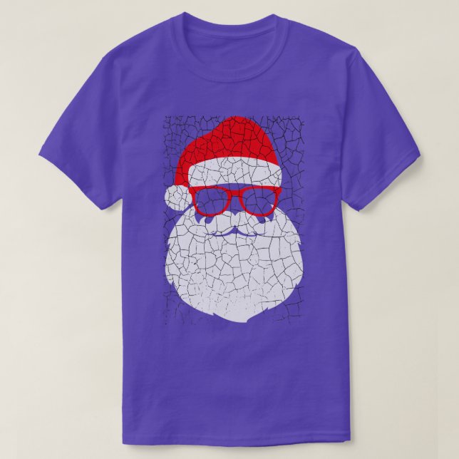 Funny Santa Claus face Sunglasses with Hat Beard C T-Shirt (Design Front)
