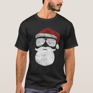 Funny Santa Claus Face Sunglasses with Hat Beard C T-Shirt