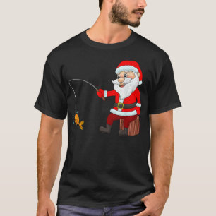 Funny Santa Claus Fishing Christmas Fish Puns Xmas T-Shirt