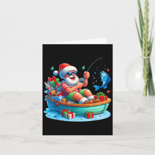 Funny Santa Claus Fishing Christmas In July Beach Card