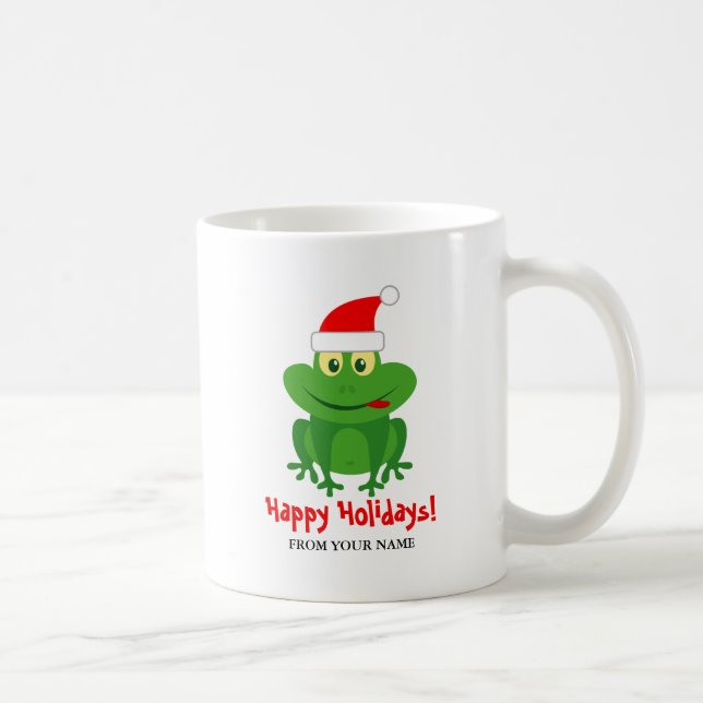 Funny Santa Claus frog cartoon custom Christmas Coffee Mug (Right)