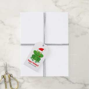 Funny Santa Claus frog cartoon custom Christmas Gift Tags