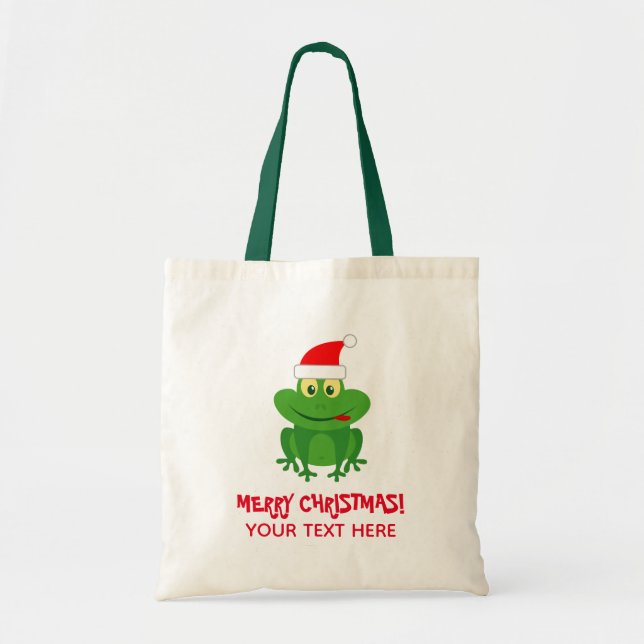 Funny Santa Claus frog Christmas tote bag (Front)
