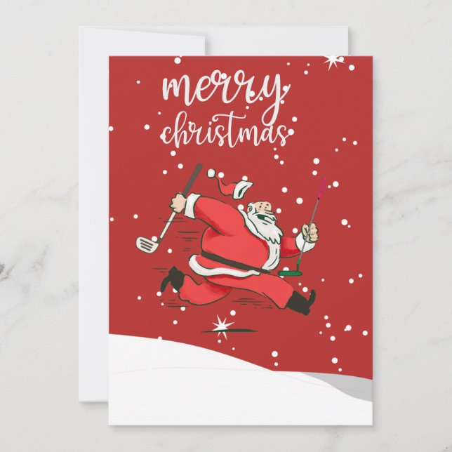 Funny Santa Claus  golf  gift for Merry Christmas  Holiday Card (Front)