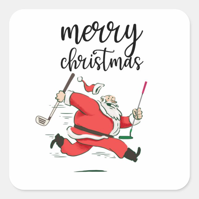 Funny Santa Claus  golf  gift for Merry Christmas  Square Sticker (Front)