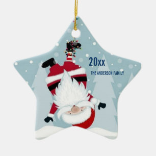 Funny Santa Claus Hanging Upside Down Ceramic Tree Decoration