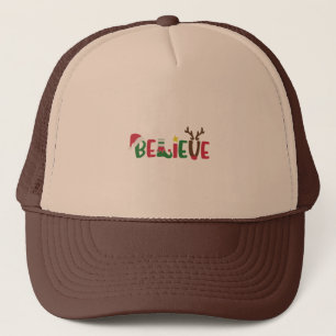 Funny Santa Claus Hat Believe Snowflakes Christmas