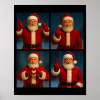 Funny Santa Claus Heart And Peace Sign Retro Chris