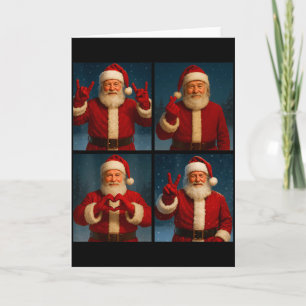 Funny Santa Claus Heart And Peace Sign Retro Chris Card